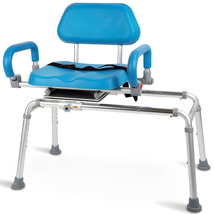 Scaun glisant de baie pentru transfer cada sau dus, Linomag&reg;, Rotativ, Manere rabatabile, Gliseaza stanga/dreapta, Inaltime reglabila, Impermeabil, Se