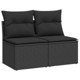 Set Canapea Mobilier de Gradina sau Terasa din Poliratan, 2 Piese, Perne Incluse
