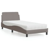 Gossi pat cu saltea, gri taupe, 90x190 cm, textil