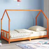 VidaXL Cadru pat de copii, maro ceruit, 90x190 cm, lemn masiv de pin