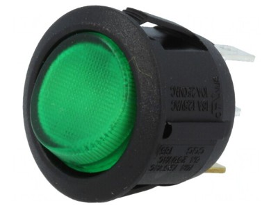Rocker Switch ON-OFF 10A 250VAC 24VDC Green foto