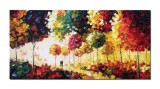 Cumpara ieftin Tablou indragostiti modern pictat manual, Impreuna pe aleea vietii, 120x60cm ulei pe panza