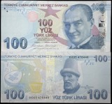 TURCIA 100 LIRE 2009 ( 2025 ) prefix H , UNC [1] P- NEW ( P-226f ) , necirculata , Semn Guvernator : Fatih Karahan , Viceguvernator : Hatice Karahan