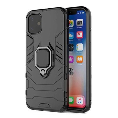 Husa telefon Plastic iPhone 12 Pro 6.1 antishock Rugged Sergeant Armor Ring black foto
