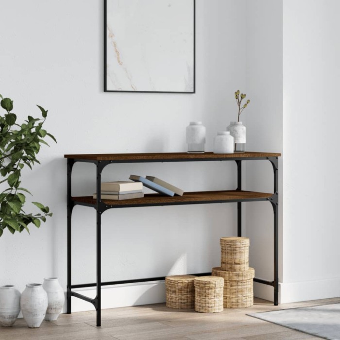 Gossi masuta consola, stejar maro, 100x35,5x75 cm, lemn prelucrat