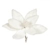 Ornament Crăciun, Floare Decorativă, Clip, Blană Sintetică, Alb, 26cm, Oem