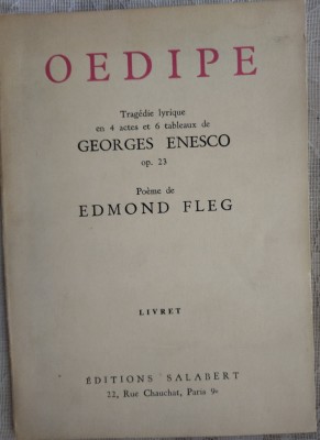 GEORGES ENESCO / EDMOND FLEG: OEDIPE (LIBRET LB FRA/ED. SALABERT)[GEORGE ENESCU] foto