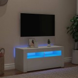 vidaXL Comodă TV cu lumini LED, alb, 90x35x40 cm 804319