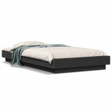 VidaXL Cadru de pat cu lumini LED, negru, 90x190 cm, lemn prelucrat