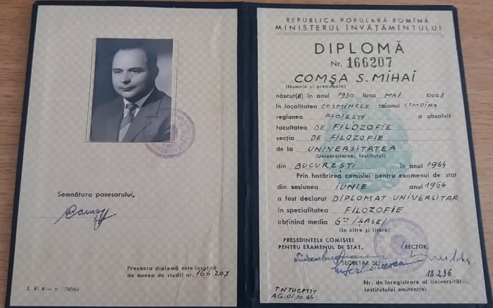 QW13 1 1 - 1964 - Diploma absolvire - Facultatea de filozofie