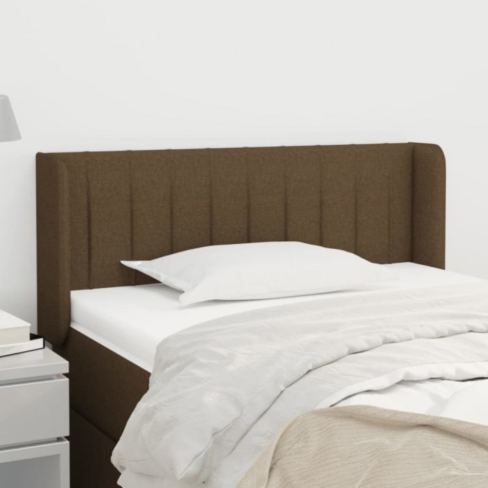 vidaXL Tăblie de pat cu aripioare maro &icirc;nchis 93x16x78/88 cm textil 3118991