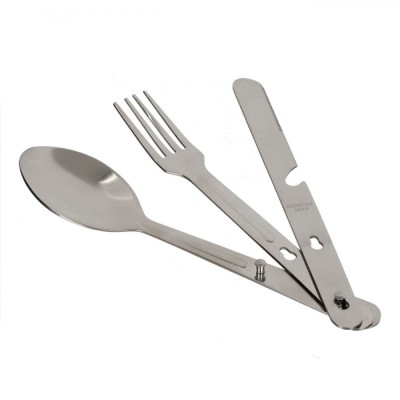 Set Tac&amp;acirc;muri, 3 piese, Oțel Inoxidabil, Argintiu, Compact, Ideal Camping și Excursii foto
