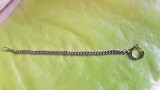 G519-Lant ceas buzunar vechi cu zale late metal argintat stare buna lungime 26 cm.