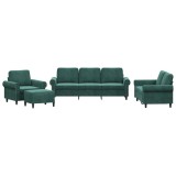 Cumpara ieftin Set de canapele cu perne, 4 piese, verde inchis, catifea