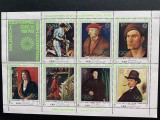 PC236 - Yemen de Nord 1971 Pictura Pinacoteca Munchen, Bloc MNH 8v, Nestampilat