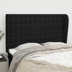 vidaXL Tăblie de pat cu aripioare, negru, 147x23x118/128 cm, textil