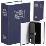 Caseta de valori, cutie metalica cu cheie, portabila, tip carte, Dictionar, albastru, 26x20.5x6.5 cm Household NewTrend