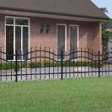vidaXL Gard grădină cu v&acirc;rfuri negru 115 cm oțel vopsit electrostatic