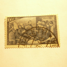 Timbru 100 Lire Aniv. Revolutiei 1948 Italia , 1 val. stampilat