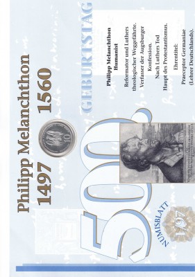 GERMANIA 10 MARK MARCI 1997 J PH. MELANCHTON ARGINT PROOF SET ORIGINAL CU COLITA foto