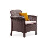 Scaun de Gradina Leziter Venus - Plastic Rezistent UV, Design Ratan, Perna Inclusa, Fabricat Italia, 63x64.5x76cm
