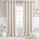 Cumpara ieftin Draperie Semi-Blackout, Prindere Inele, 2 buc 140 x 250 cm, Bej Deschis - CN