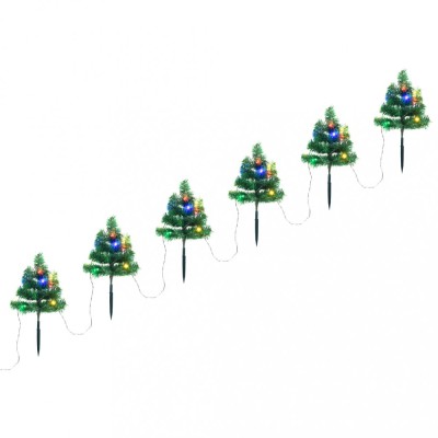 Brazi de Crăciun de alee, 6 buc., LED-uri multicolore 45 cm PVC foto