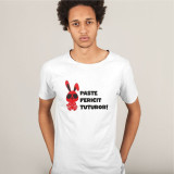 Tricou personalizat barbat &quot;PASTE FERICIT TUTUROR IEPURAS BOSS&quot;, Alb, Marime M