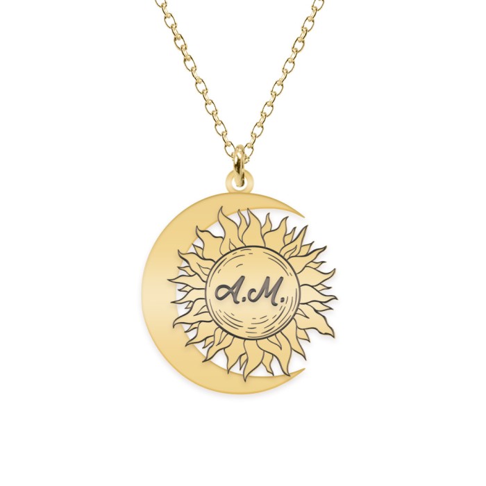 Ceres - Colier personalizat Soare si Luna din argint 925 placat cu aur galben 24K