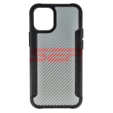 Husa iPhone 12 Mini, TPU+PC, Carbon Fiber, Negru, Protectie Premium