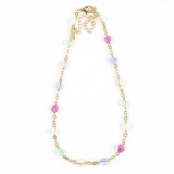 Colier auriu cu inimioare pastelate