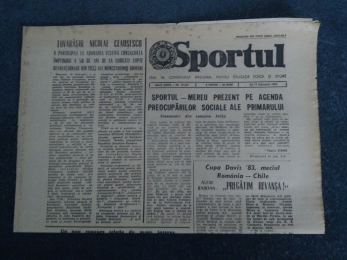 ZIARUL SPORTUL 17 FEBRUARIE 1983