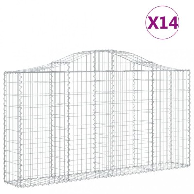 Cosuri gabion arcuite 14 buc, 200x30x100/120 cm fier galvanizat foto