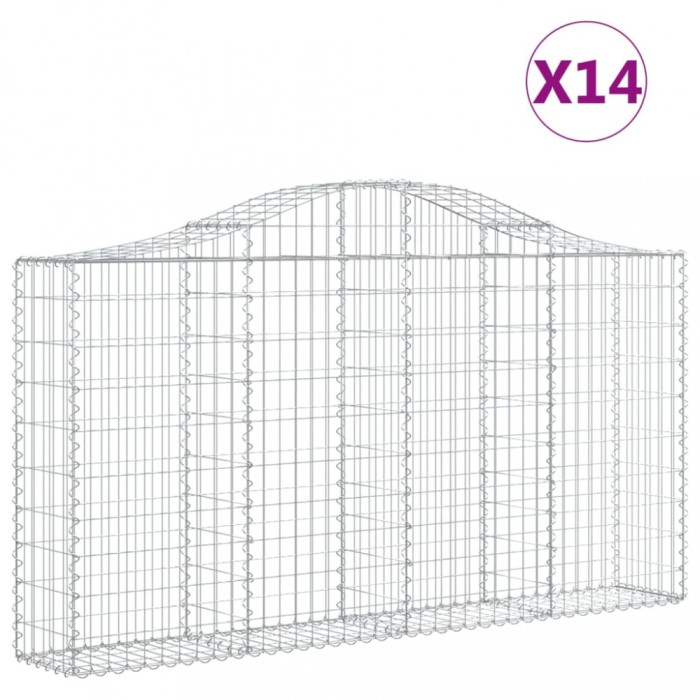 Cosuri gabion arcuite 14 buc, 200x30x100/120 cm fier galvanizat