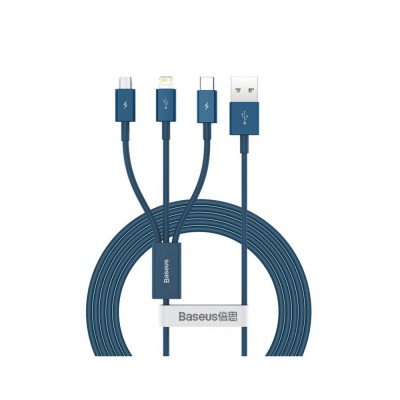 Cablu de Date USB la Type-C, Micro-USB, Lightning, Fast Charging 3.5A, 1.5m - Baseus Superior Series (CAMLTYS-03) - Blue foto