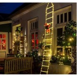 Instalatie led de craciun, flippy, cu accesorii, lumina calda, lungime 3 m, 13 trepte, 240 de luminite, 8 moduri, model mos craciun pe scara, multicol