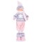 Decoratiune iarna, baiat cu caciula si bluza cu stea, roz si gri, 17x13x48 cm