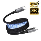 Cablu USB C 4.0 LUVLU&reg;, USB C-C, 8K@60Hz / 4K@144Hz, PD 240W Super Fast Charging, Design magnetic inteligent, Transfer date 40Gbps, Compatibil thunder