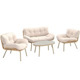 Outsunny Set mobilier grădină 4 piese Set lounge din polyrattan cu canapea 2 locuri 2 fotolii masă Șezut ad&acirc;nc Perne groase | Aosom Romania