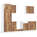 Set de dulapuri de bucatarie 7 piese &bdquo;Porto&rdquo; Lemn vechi lemn
