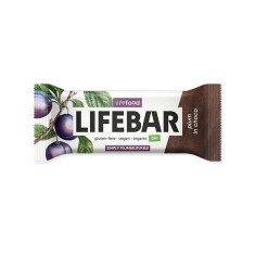 Lifebar baton cu prune in ciocolata, raw, bio, 40g