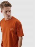 Tricou oversize cu imprimeu pentru bărbați - maro, 4F Sportswear