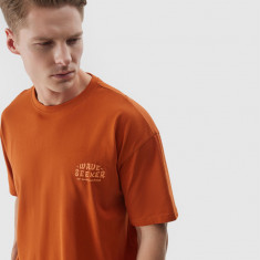 Tricou oversize cu imprimeu pentru bărbați - maro