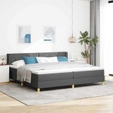 Cumpara ieftin Pat cu Saltea cu Arcuri Gri &icirc;nchis 200 x 200 cm țesătură