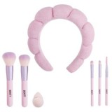 Set de Machiaj cu Pensule, Burete și Coroniță pentru Păr &ndash; 7 Piese, Roz, CMCLASS