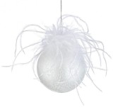 Set 12 globuri sticla alba Plumette 8 cm