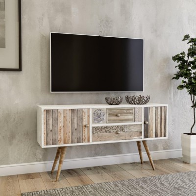 Comoda TV Odense Scandinav, Alb, 122 x 65 x 35 cm foto