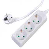 Prelungitor Electric Avec, 3 Prize, Siguranta pentru Copii, 250V, 3000W, Alb, Cablu 1.5m