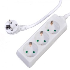 Prelungitor Electric Avec, 3 Prize, Siguranta pentru Copii, 250V, 3000W, Alb, Cablu 1.5m