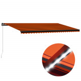 Copertina retractabila manual LED, portocaliu/maro, 600x300 cm GartenMobel Dekor, vidaXL